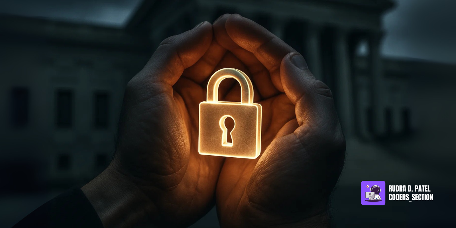 An image showing a lock and a government building, representing privacy and regulation.